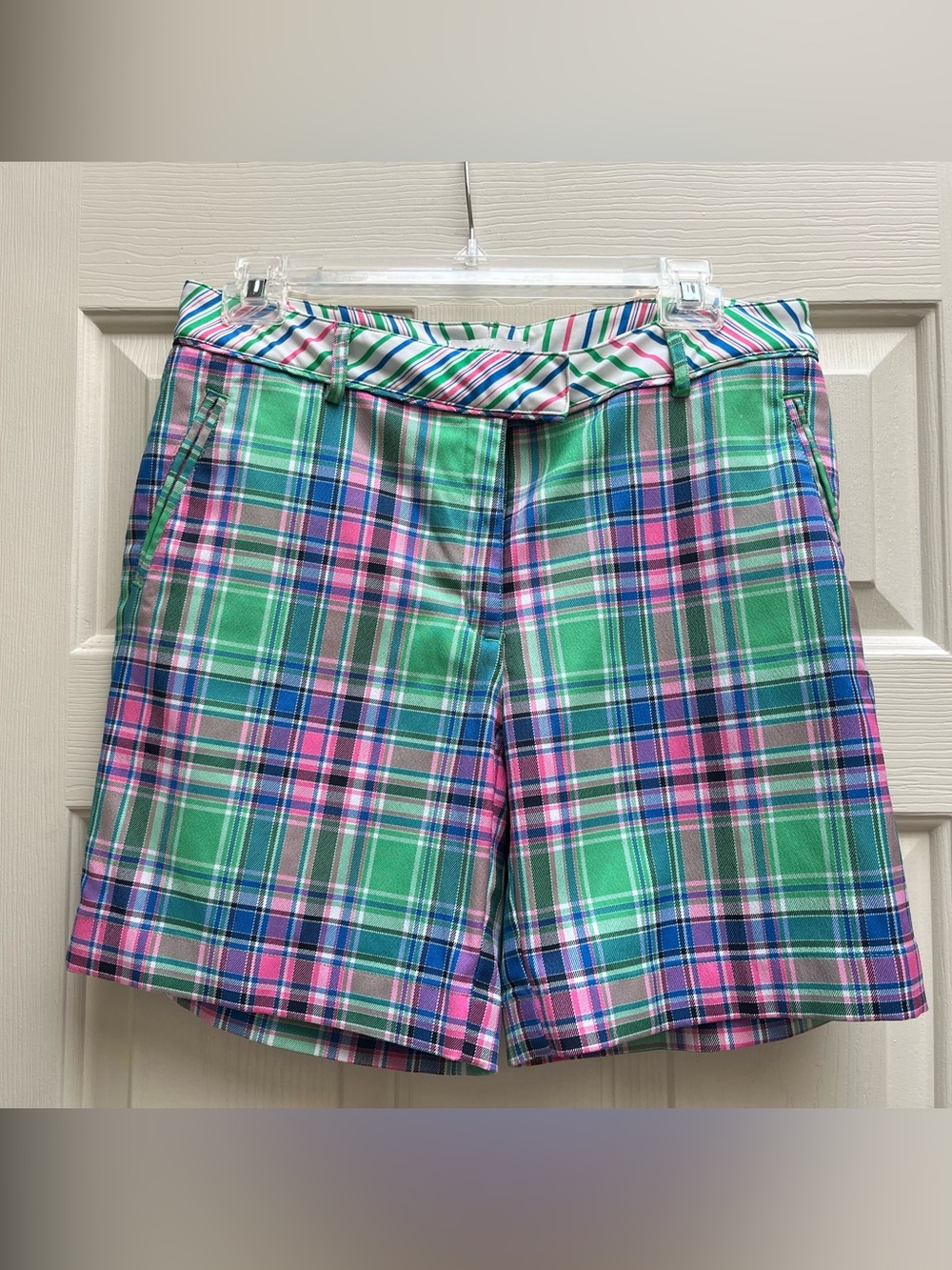 Lady Hagen Plaid Golf Shorts - Green & Pink